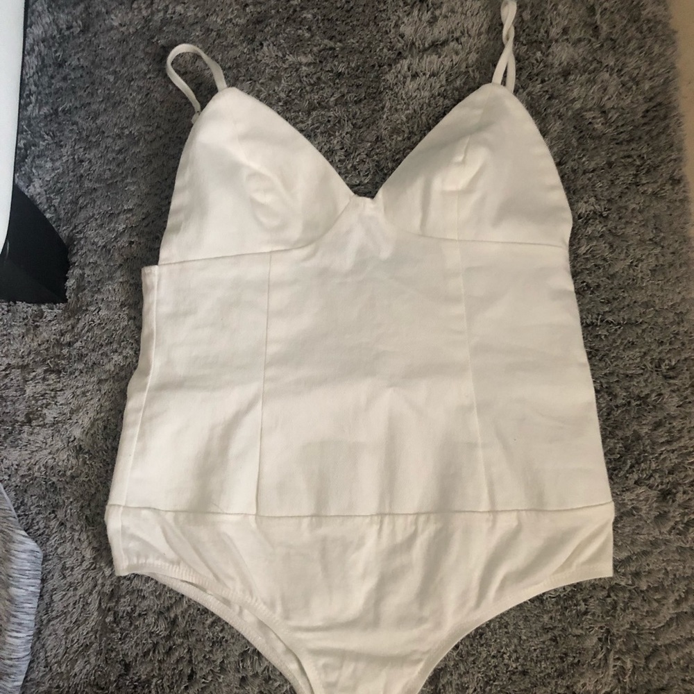Rocky Denim Bodysuit in White Denim